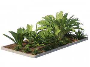 Low poly Tropical Plant grouping 3D Model