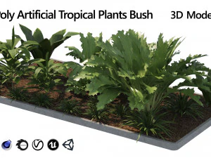 Low poly Tropical Plant grouping 3D Model