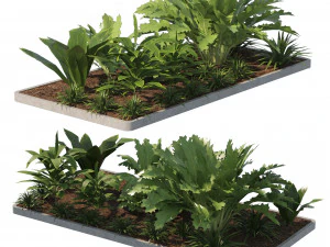 Low poly Tropical Plant grouping 3D Model