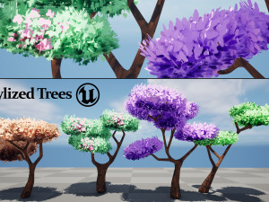Low poly stylized trees 3D Model