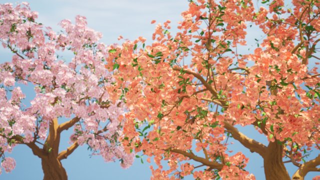 Flowering cherry trees Modello 3D .c4d .max .obj .3ds .fbx .stl .blend 