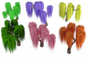 Anime Willow Tree with 6 Colors 3D Model