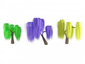 Anime Willow Tree with 6 Colors 3D Model
