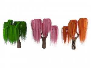Anime Willow Tree with 6 Colors 3D Model