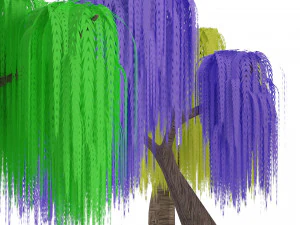 Anime Willow Tree with 6 Colors 3D Model