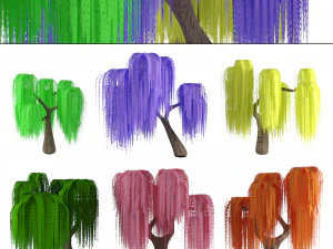Anime Willow Tree with 6 Colors 3D Model