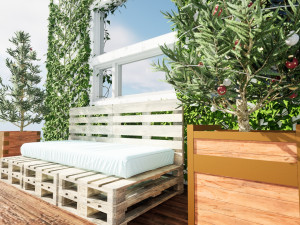 Christmas Balcony with ivy covered wall Modelo 3D