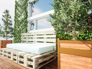 Christmas Balcony with ivy covered wall 3D Model