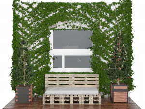 Christmas Balcony with ivy covered wall 3D Model