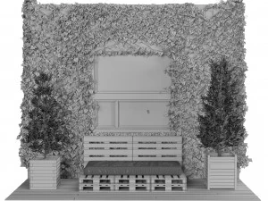 Christmas Balcony with ivy covered wall 3D Model