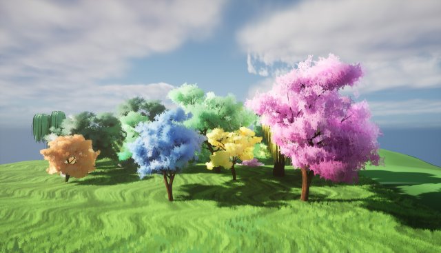 Stylized Peaceful Colorful forest 3D Model .c4d .max .obj .3ds .fbx .stl .blend 