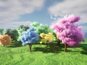 Foresta colorata pacifica stilizzata Modello 3D