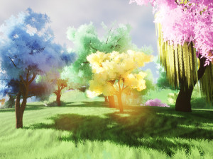 Stylized Peaceful Colorful forest 3D Model