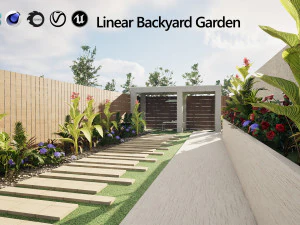 Linear Backyard Garden 3D Model