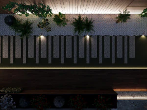 Linear Backyard Garden 3D Model