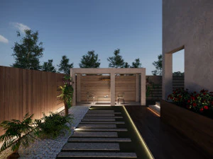 Linear Backyard Garden 3D Model