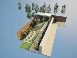 Linear Backyard Garden 3D Model
