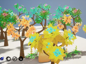 Stylized Trees and Foliage Pack 3D Model