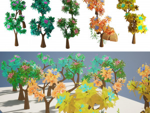 Stylized Trees and Foliage Pack 3D Model