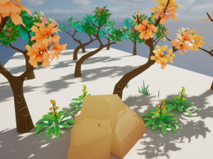 Stylized Trees and Foliage Pack 3D Model
