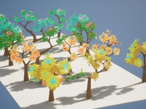 Stylized Trees and Foliage Pack 3D Model