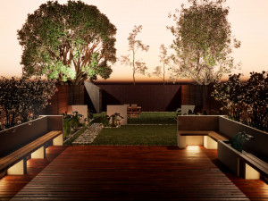 Garden Oasis with Green Road Surround Modelo 3D