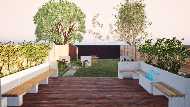 Garden Oasis with Green Road Surround Modelo 3D .c4d .max .obj .3ds .fbx .stl .blend 
