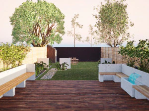 ग्रीन रोड सराउंड के साथ गार्डन ओएसिस 3D मॉडल