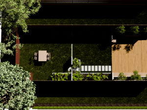 Garden Oasis with Green Road Surround Modelo 3D