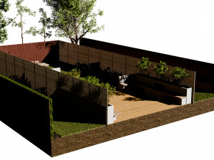 Garden Oasis with Green Road Surround Modelo 3D