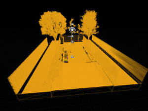 Garden Oasis with Green Road Surround Modelo 3D