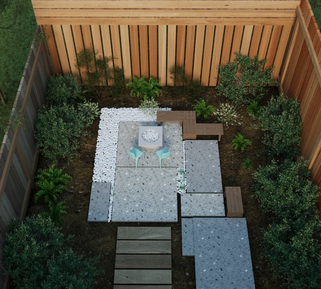 Courtyard patio landscape 3D Модель .c4d .max .obj .3ds .fbx .stl .blend 