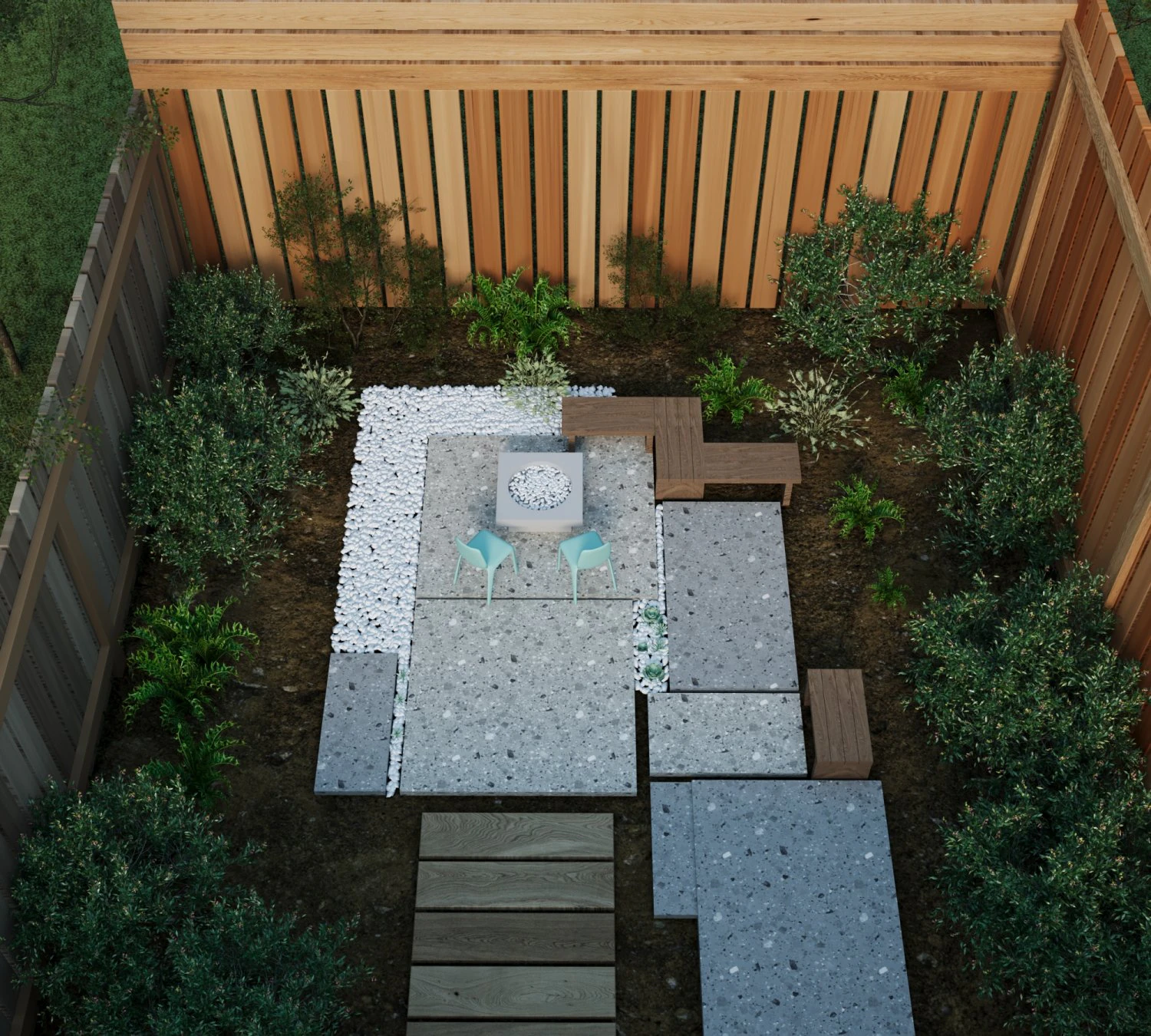 Courtyard patio landscape 3D Model .c4d .max .obj .3ds .fbx .stl .blend 