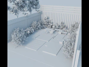 Courtyard patio landscape 3D Model