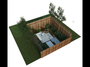 Courtyard patio landscape 3D Model
