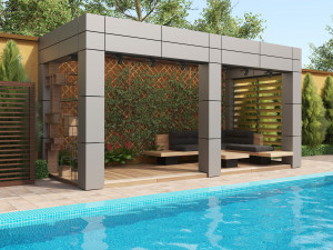 Louvered Aluminum Pergola with pool Modello 3D