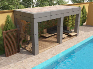 Louvered Aluminum Pergola with pool 3D Model