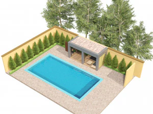 Louvered Aluminum Pergola with pool 3D Model