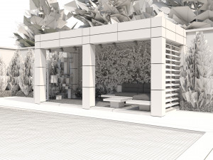 Louvered Aluminum Pergola with pool Modello 3D