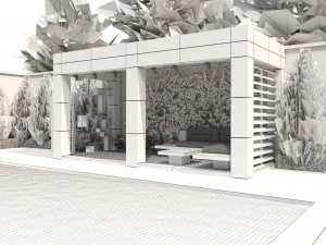 Louvered Aluminum Pergola with pool 3D Model