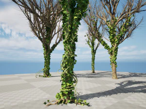 Ivy Climbers Growing on Winter Trees 3D Model
