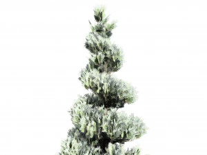 Green and Snow Coated Pine Trees 3D Model