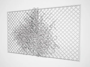 Wood Mesh Wall with Ivy Climber 3D Model