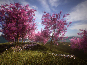 Sc&egrave;ne 3D des arbres forestiers Blossom Sikora Modèle 3D