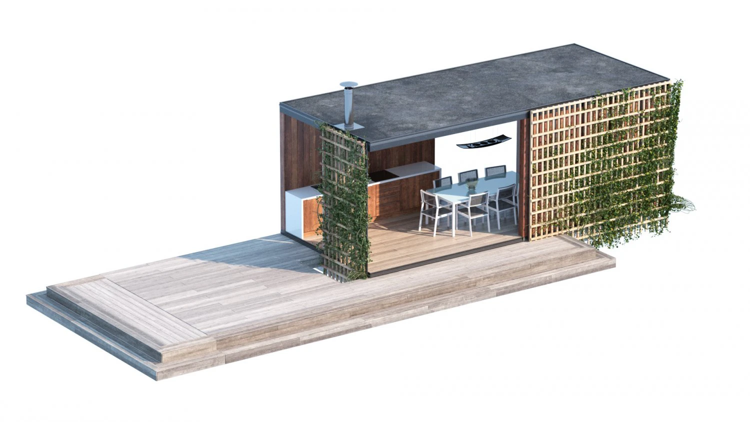 Modern Pergola Retreat 3D Model .c4d .max .obj .3ds .fbx .stl .blend 