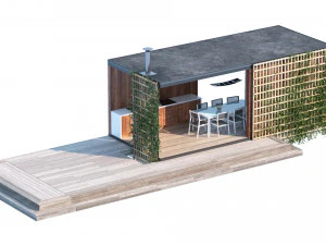 Retiro Pergola Moderno Modelo 3D