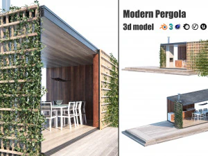 Modern Pergola Retreat 3D Model
