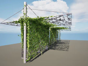 Outdoor Decor with Stylish Shades and Cascading Ivy Greenery 3D Model