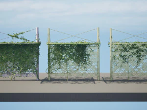 Outdoor Decor with Stylish Shades and Cascading Ivy Greenery 3D Model