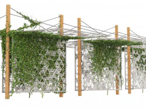 Outdoor Decor with Stylish Shades and Cascading Ivy Greenery 3D Model